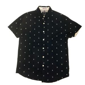 Denim & Flower Anchor Button Down Short Sleeve Shirt